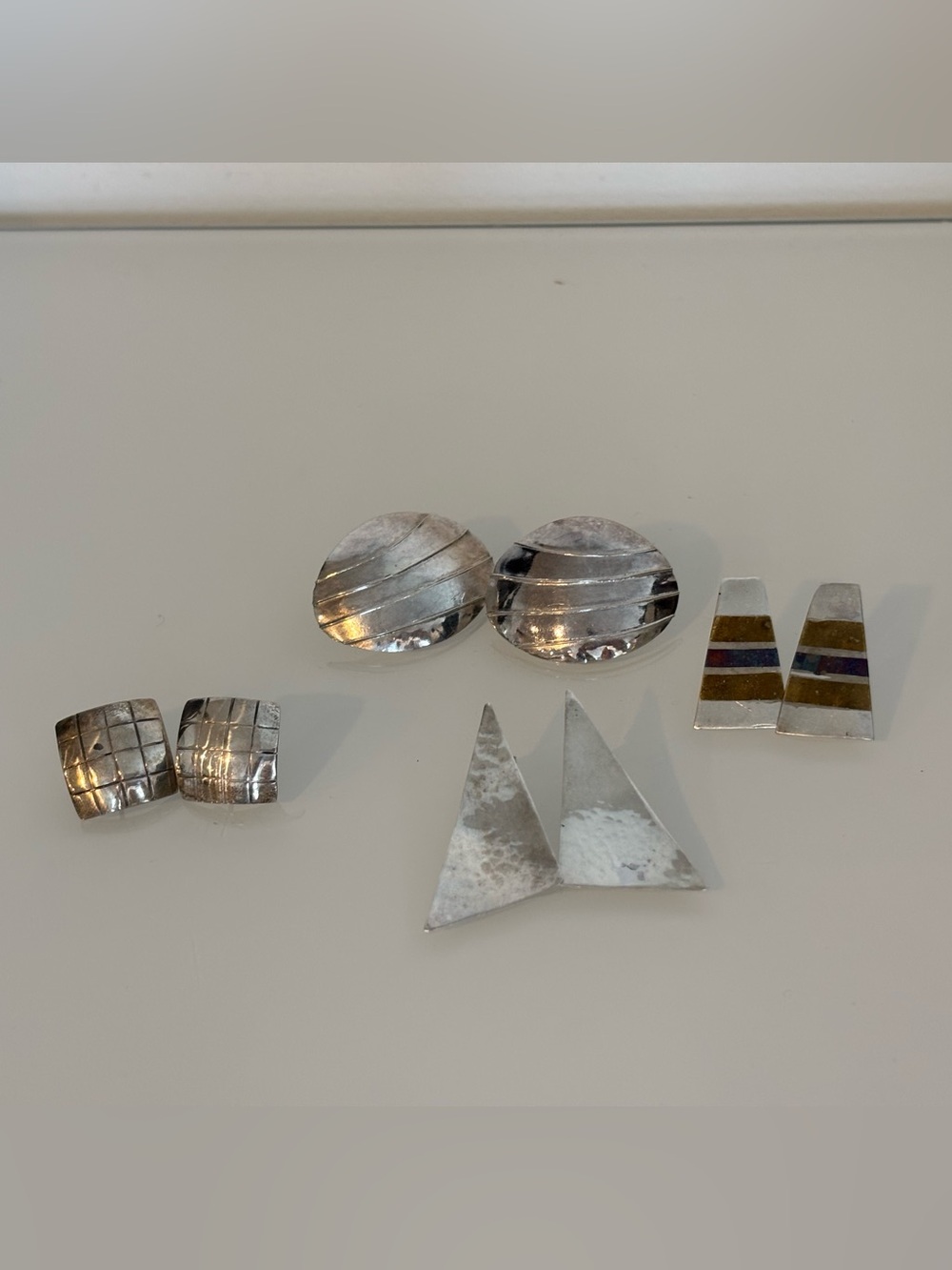 Vintage Geometric Statement Stud Earrings Bundle – 4 Pairs